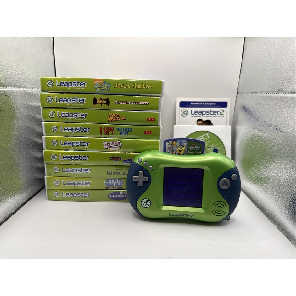 LeapFrog Leapster2 Learning Game System Console Plus 9 Games Tested
